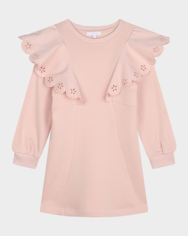 Girl's Scalloped Embroidered Dress, Size 4-